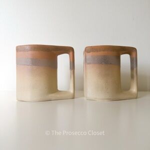 Rodolfo Padilla Kokopelli Ceramic Mugs x2 and Stand